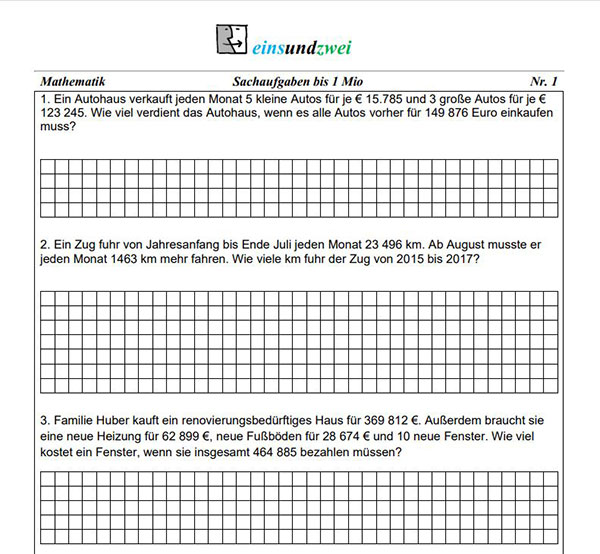 4. Klasse Mathe Proben & Übungen für den Übertritt | einsundzwei